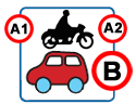 Категории водительских прав: B, A1, A2 - автомобиль, мотоцикл, мотороллер